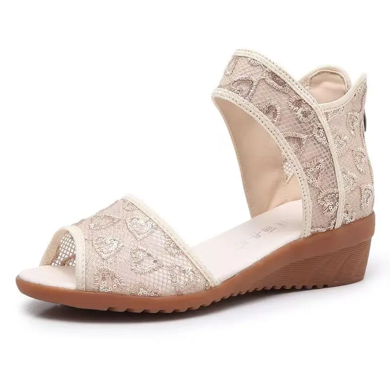 Женские летние сандалии на танкетке с кружевной сеткой, нескользящие легкие дышащие сандалии на резиновой подошве в стиле ретро с застежкой-молнией на каблуке и открытым носком
Женские летние сандалии на танкетке с кружевной сеткой, нескользящие легкие дышащие сандалии на резиновой подошве в стиле ретро с застежкой-молнией на каблуке и открытым носком