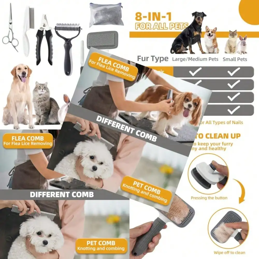 Dog Brush For Shedding9 PCS In One Pet Slicker Hair Brush Kit With Pet Nail Clipper And File - Dog Cat Grooming Deshedding Undercoat Rake Brush Comb For All Small Large Dogs Cats Grey
Dog Brush For Shedding9 PCS In One Pet Slicker Hair Brush Kit With Pet Nail Clipper And File - Dog Cat Grooming Deshedding Undercoat Rake Brush Comb For All Small Large Dogs Cats Grey