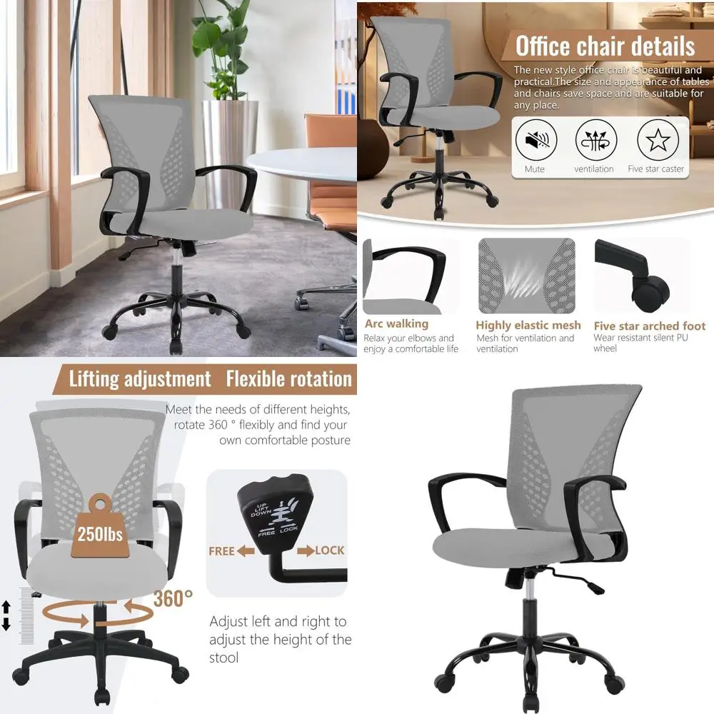 Эргономичное офисное кресло с регулируемой спинкой, поясничной поддержкой и регулируемыми подлокотниками для комфортной работы за компьютером (серое)
Эргономичное офисное кресло с регулируемой спинкой, поясничной поддержкой и регулируемыми подлокотниками для комфортной работы за компьютером (серое)