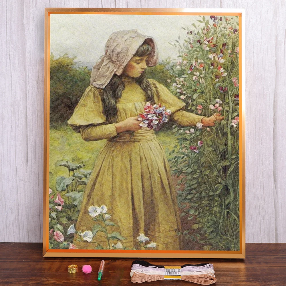 Portrait Girl Flower Pre-Printed 11CT Cross Stitch Kit Embroidery DMC Threads Handmade Craft Handicraft Hobby Jewelry Gift Floss
Portrait Girl Flower Pre-Printed 11CT Cross Stitch Kit Embroidery DMC Threads Handmade Craft Handicraft Hobby Jewelry Gift Floss