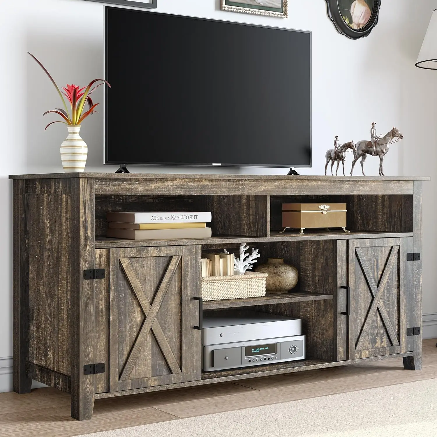 TV Stands for Living Room, Farmhouse Entertainment Center for 65 Inch TV Rustic TV Console Storage and Barn Door, Console Table
TV Stands for Living Room, Farmhouse Entertainment Center for 65 Inch TV Rustic TV Console Storage and Barn Door, Console Table