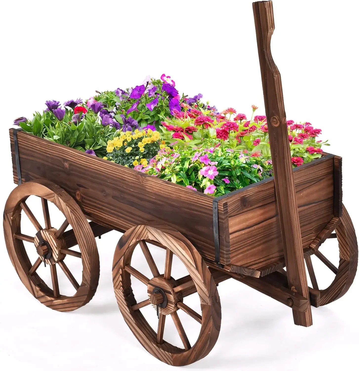S AFSTAR Wooden Wagon, Wood Flower Planter Pot Stand with 4 Wheels & Drainage Holes, Amish Wagon Planter, Rolling Pot Stand Wood
S AFSTAR Wooden Wagon, Wood Flower Planter Pot Stand with 4 Wheels & Drainage Holes, Amish Wagon Planter, Rolling Pot Stand Wood