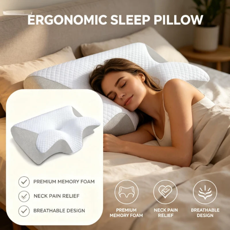 Ортопедическая подушка для шеи из пены с эффектом памяти Slow Rebound Butterfly Memory Foam для снятия боли и комфортного сна дома
Ортопедическая подушка для шеи из пены с эффектом памяти Slow Rebound Butterfly Memory Foam для снятия боли и комфортного сна дома
