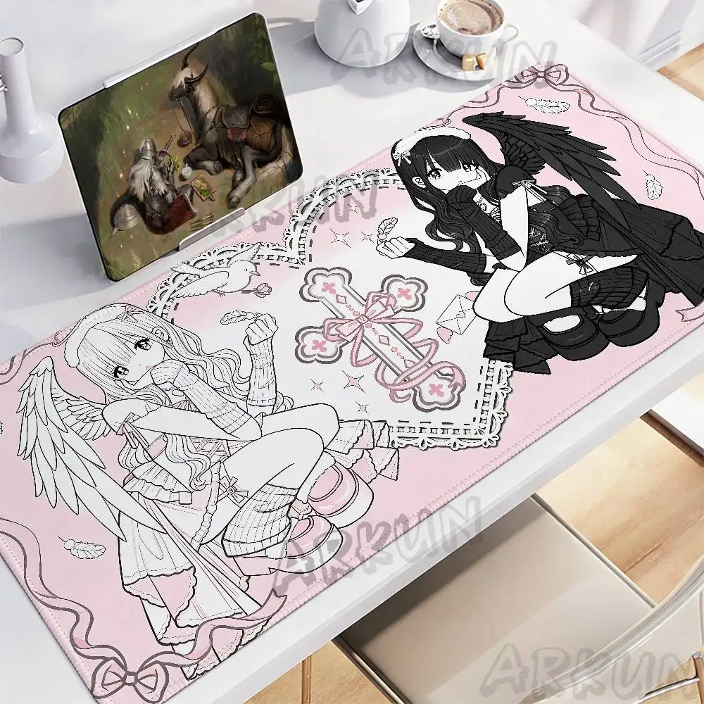 Anime Girl Mouse Pad Kawaii Angel Devil Desk Mat Japanese Manga Gaming Mousepad Cute Pink Black Keyboard Pad
Anime Girl Mouse Pad Kawaii Angel Devil Desk Mat Japanese Manga Gaming Mousepad Cute Pink Black Keyboard Pad