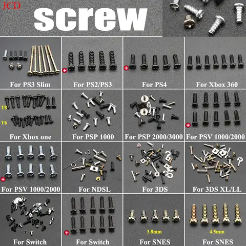 For PS2 PS3 PS4 Pro PS5 XBOX 360 XBOX ONE PSP1000 2000 3000 3DS XL SNES NDSL SWITCH GB GBA GBP Screw Kit Screws Replacement