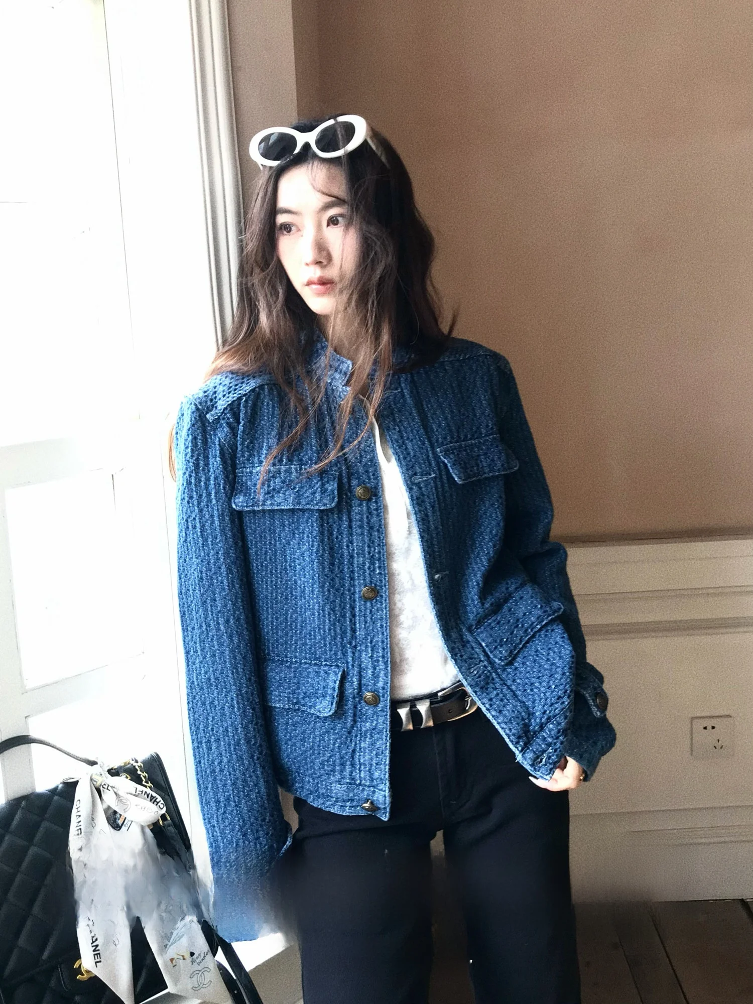 Retro Sle Denim ort Jaet Women's Stand Collar Button up Cotton Blend Spring Faion Outerwear Cact Cotton Blend
Retro Sle Denim ort Jaet Women's Stand Collar Button up Cotton Blend Spring Faion Outerwear Cact Cotton Blend