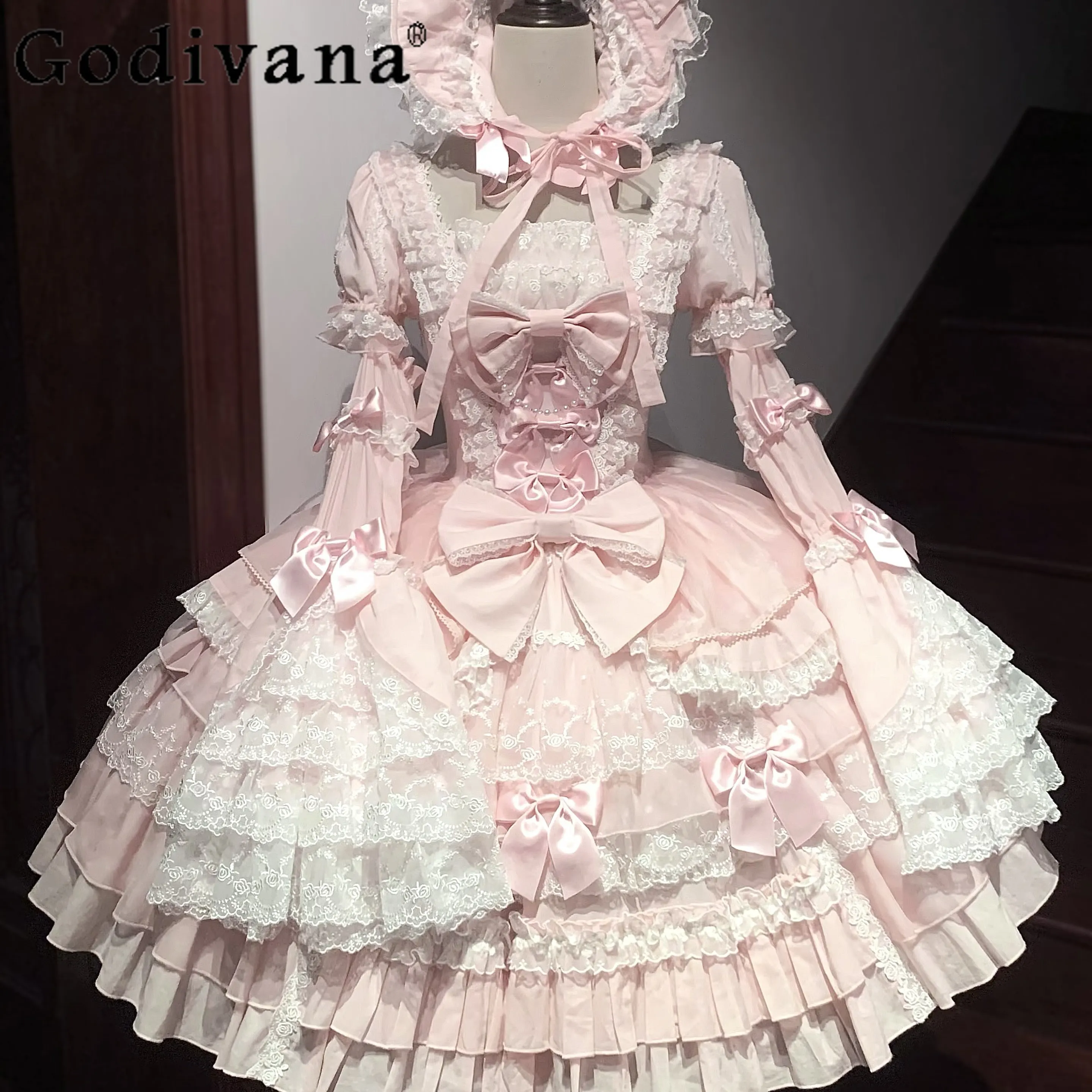 Pink Sweet Lolita Dresses OP Bow Lace Splice Girl's Women Kawaii Dress Princess Birthday Party Elegant Dress Spring Summer New
Pink Sweet Lolita Dresses OP Bow Lace Splice Girl's Women Kawaii Dress Princess Birthday Party Elegant Dress Spring Summer New
