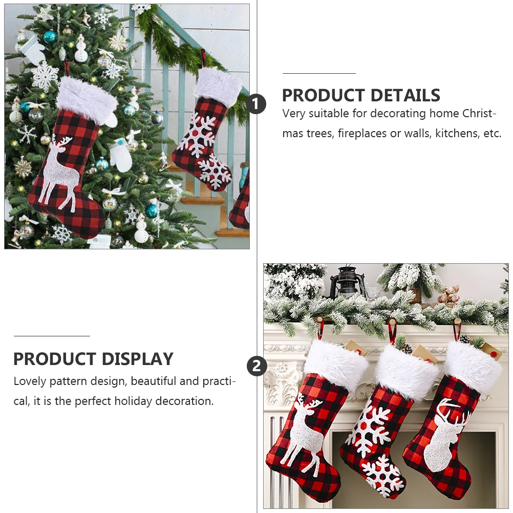 2Pcs Christmas Socks Stocking Gift Bag Plaid Cloth Hanging Vintage Party nament y Elk Pouch Home Decor Christmas Tree
2Pcs Christmas Socks Stocking Gift Bag Plaid Cloth Hanging Vintage Party nament y Elk Pouch Home Decor Christmas Tree