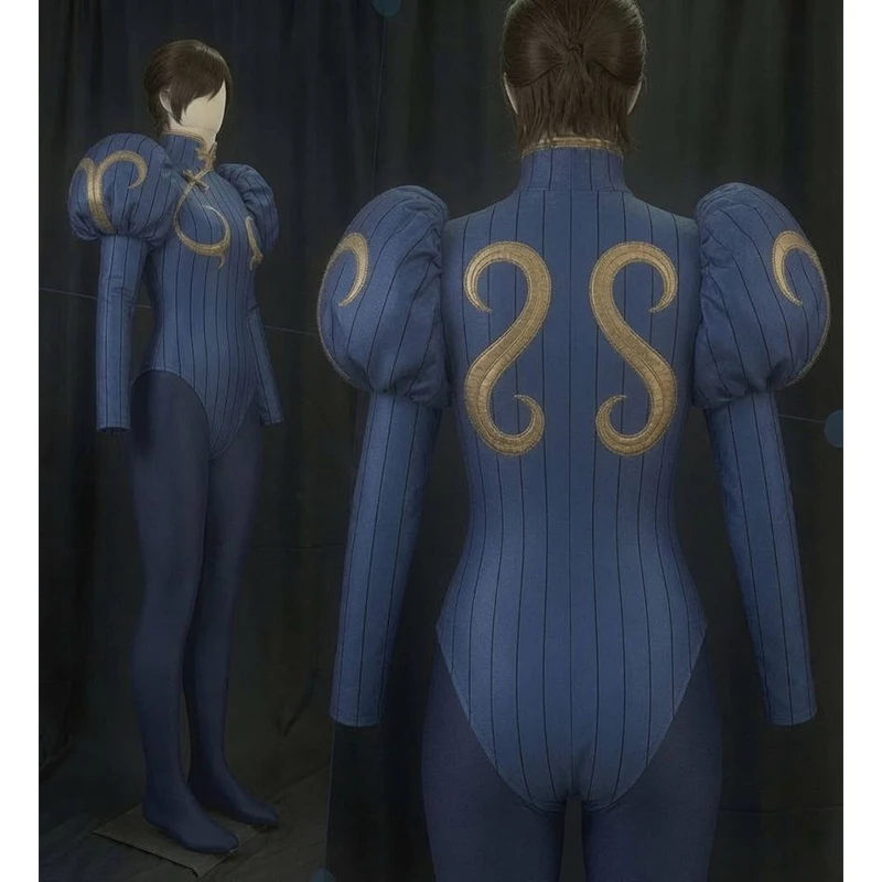 Custom Made Game Chun Printing Cosplay Costume Women Vintage Blue Puffy Sleeves Jumpsuit Costume
Custom Made Game Chun Printing Cosplay Costume Women Vintage Blue Puffy Sleeves Jumpsuit Costume