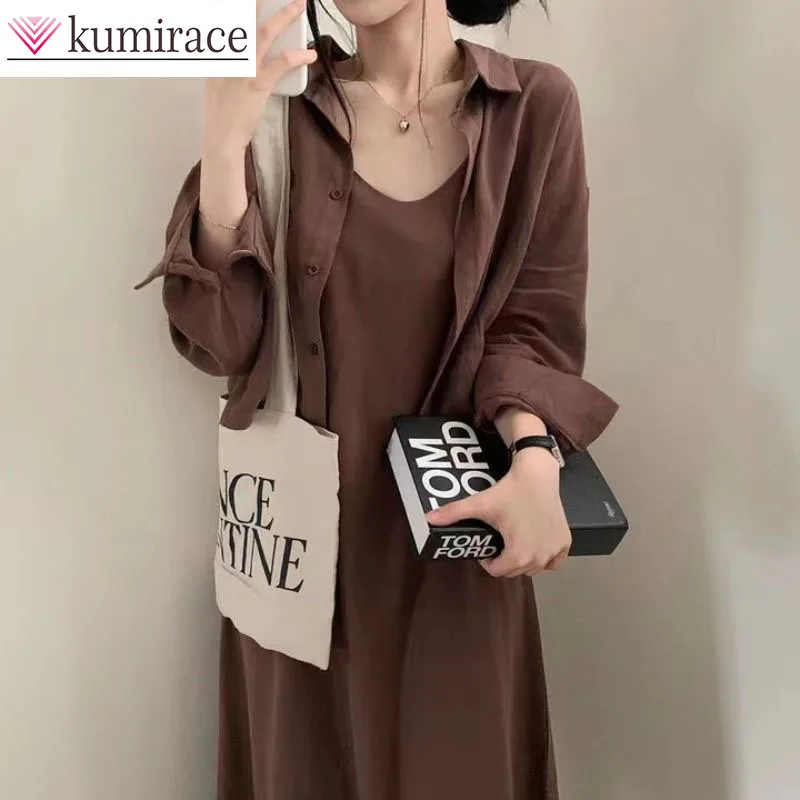 Korean Style Chic Spring/summer French Retro Temperament, Age Reducing Sexy Camisole Dress+shirt Jacket Two-piece Set for Women
Korean Style Chic Spring/summer French Retro Temperament, Age Reducing Sexy Camisole Dress+shirt Jacket Two-piece Set for Women