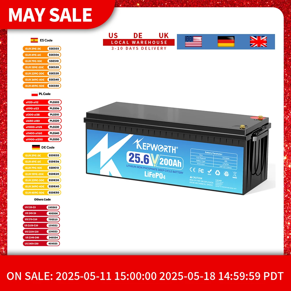 24V 200Ah LiFepo4 Battery 5.12KW Independent Power Perfect for Boat Marine RV Solar Trolling Motor Household Appliance
24V 200Ah LiFepo4 Battery 5.12KW Independent Power Perfect for Boat Marine RV Solar Trolling Motor Household Appliance