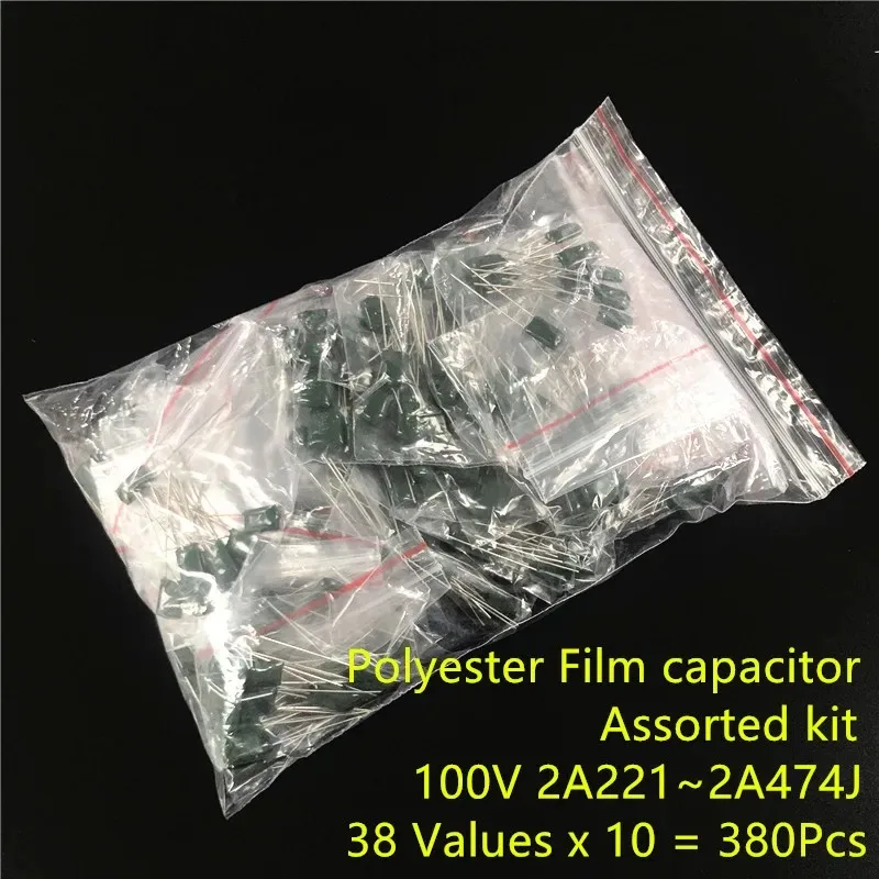 100V Mylar Film Capacitor assorted Kit 2A221~2A474J 220pF~470nF 38value x 10pcs Polyester Film capacitor
100V Mylar Film Capacitor assorted Kit 2A221~2A474J 220pF~470nF 38value x 10pcs Polyester Film capacitor
