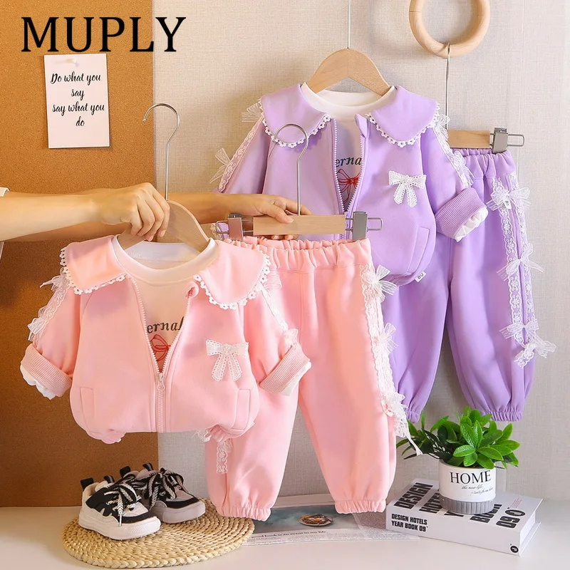 2025 Autumn Baby Girls Outfits Cotton Baby Lace Bow Zipper Coat+T-shirts+Pants 3pcs/Set Breathable Infant Suit For 1-5Years
2025 Autumn Baby Girls Outfits Cotton Baby Lace Bow Zipper Coat+T-shirts+Pants 3pcs/Set Breathable Infant Suit For 1-5Years
