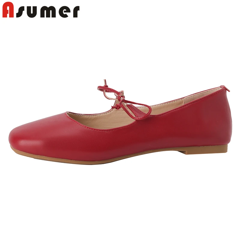 ASUMER Plus Size 34-42 New Genuine Leather Shoes Women Flats Lace Up Silver Red Spring Summer Ladies Flat Shoes Party Shoes
ASUMER Plus Size 34-42 New Genuine Leather Shoes Women Flats Lace Up Silver Red Spring Summer Ladies Flat Shoes Party Shoes