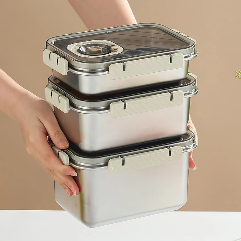 Large Capacity 304 Stainless Steel Fresh-Keeping Snap-On Refrigerator Storage Box Microwave Sealed Heating Food Storage Bin
Large Capacity 304 Stainless Steel Fresh-Keeping Snap-On Refrigerator Storage Box Microwave Sealed Heating Food Storage Bin