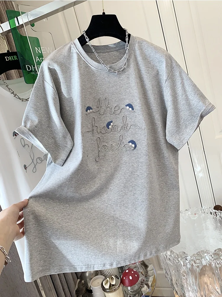plus Size Women's Cotton T-Shirt Summer New Style Embroidered Short Sleeve Slimming Top Half Sleeve Shirt Korean Style Loose Fit
plus Size Women's Cotton T-Shirt Summer New Style Embroidered Short Sleeve Slimming Top Half Sleeve Shirt Korean Style Loose Fit