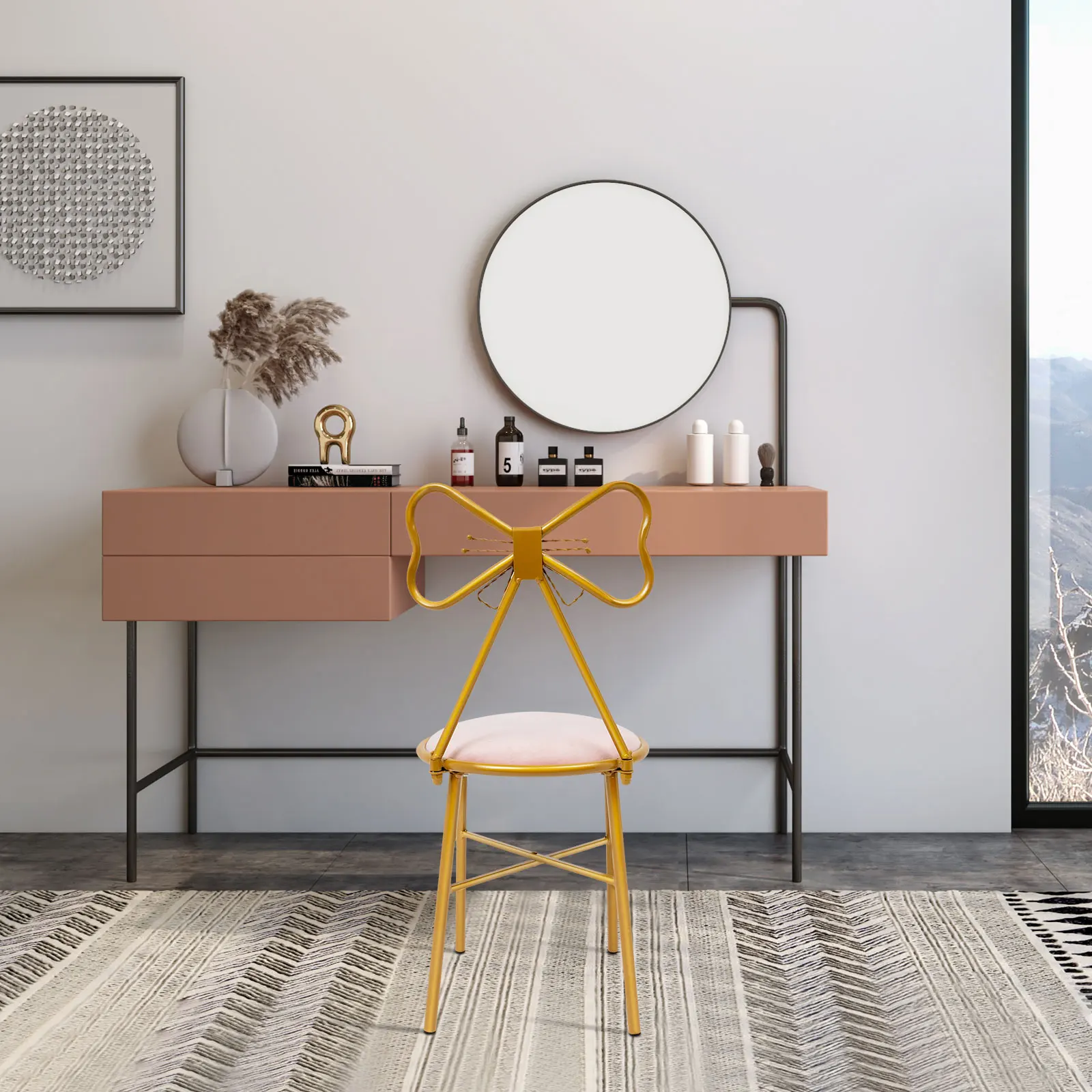 Элегантный туалетный столик со спинкой-бабочкой, емкостью 220 фунтов, розовый бархат для декора макияжа, столовой и гостиной
Элегантный туалетный столик со спинкой-бабочкой, емкостью 220 фунтов, розовый бархат для декора макияжа, столовой и гостиной