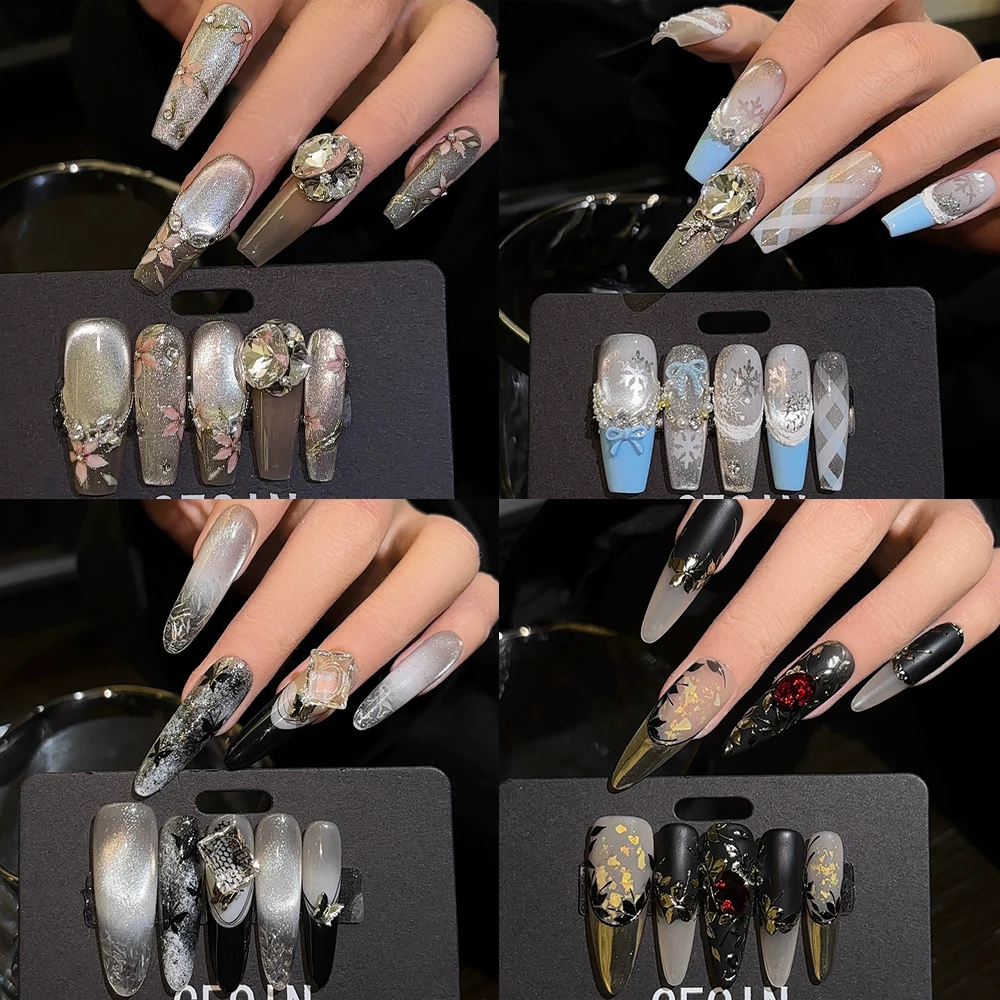 Sweet Cool Long Coffin Ellipse French Handmade Press On Nails Hand-Painted Flowers Bowknot Rhinestone Pearl Wearable False Nails
Sweet Cool Long Coffin Ellipse French Handmade Press On Nails Hand-Painted Flowers Bowknot Rhinestone Pearl Wearable False Nails