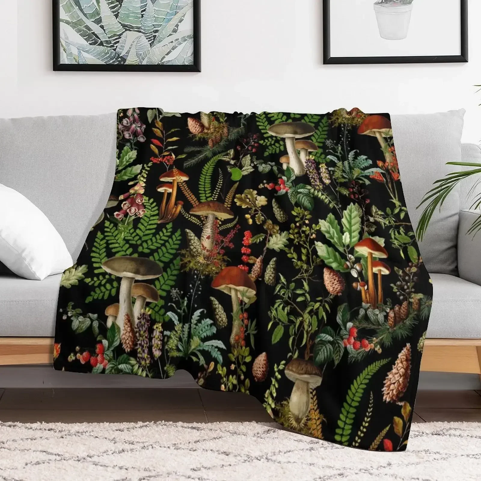Vintage Mushrooms Forest Botanical Pattern - Black Throw Blanket Bed linens Soft Beds warm winter Blankets
Vintage Mushrooms Forest Botanical Pattern - Black Throw Blanket Bed linens Soft Beds warm winter Blankets