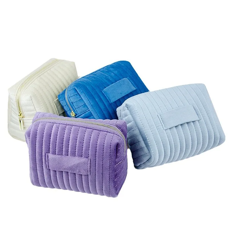 Velvet Cosmetic Bag Large Capacity Women Portable, High Value Striped Storage Bag Organizer
Velvet Cosmetic Bag Large Capacity Women Portable, High Value Striped Storage Bag Organizer
