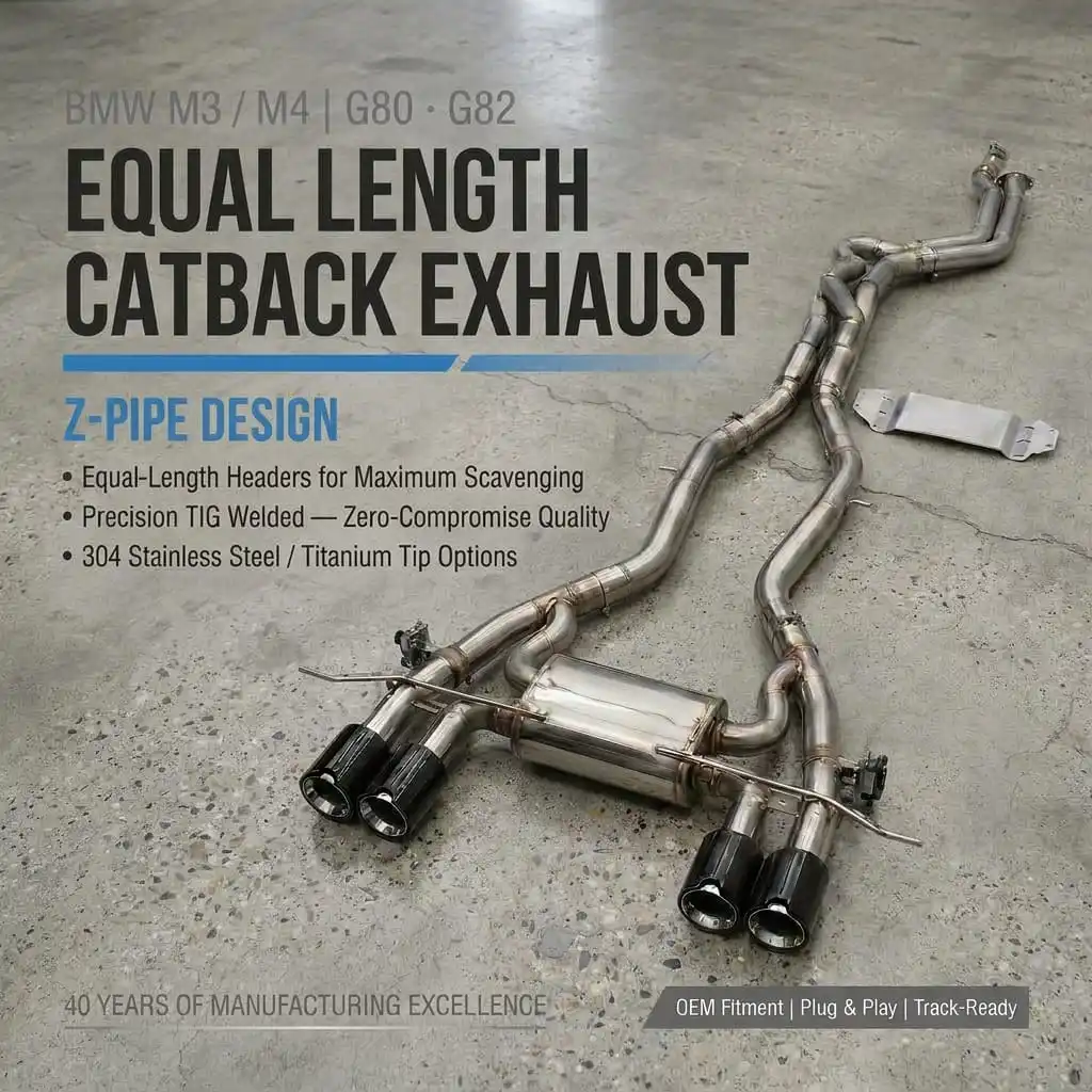 SS304 Z-Tube Catback Exhaust with Valve Muffler, Compatible with BMW M3/M4 G80/G82 S58 3.0T 2021-2026, High-Performance
SS304 Z-Tube Catback Exhaust with Valve Muffler, Compatible with BMW M3/M4 G80/G82 S58 3.0T 2021-2026, High-Performance