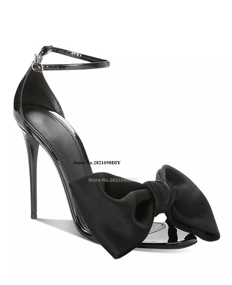 High Heel Sandals Leather Big Black Bow Tie Women's Stiletto Heeled Ankle Strap Summer Party Shoes
High Heel Sandals Leather Big Black Bow Tie Women's Stiletto Heeled Ankle Strap Summer Party Shoes