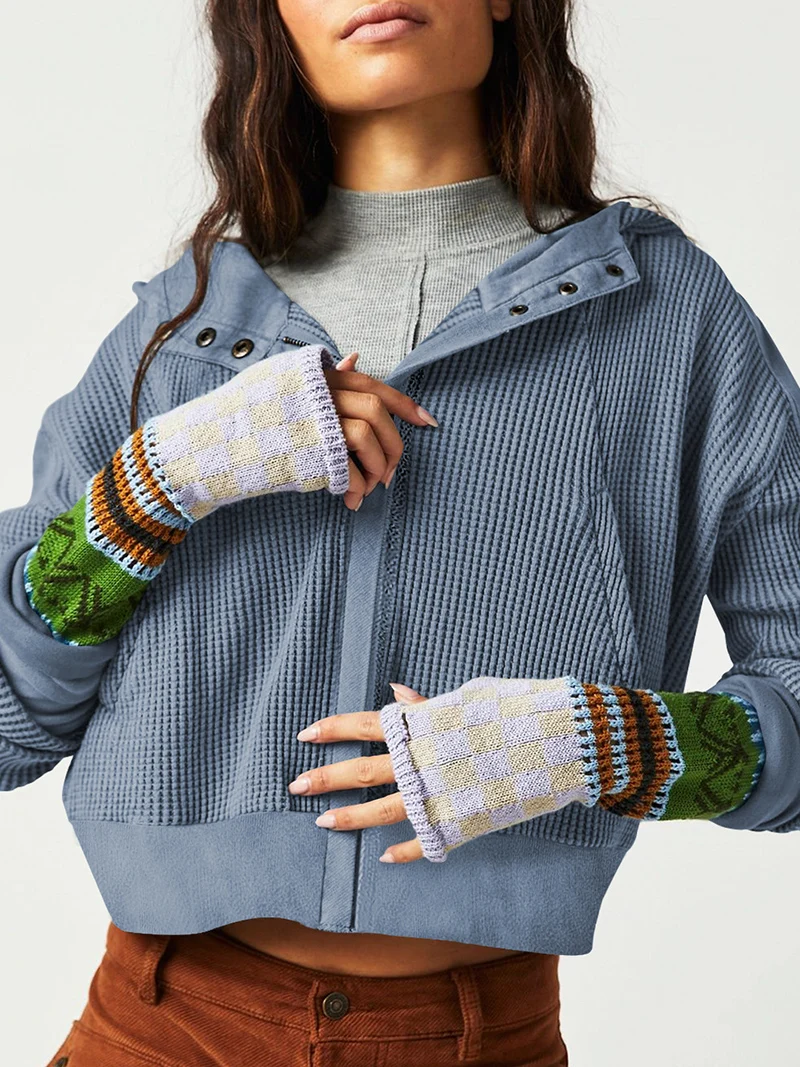 Fashion Patchwork Women Sweatshirt Hooded Zipper Solid Color Knitted All-match Button Loose Pockets Cozy Versatile Female Jacket
Fashion Patchwork Women Sweatshirt Hooded Zipper Solid Color Knitted All-match Button Loose Pockets Cozy Versatile Female Jacket