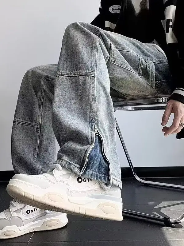 Джинсовые джинсы на молнии в стиле ретро, мужские свободные брюки прямого кроя, расклешенные повседневные брюки с микро-расклешенями, винтажная уличная зимняя одежда
Джинсовые джинсы на молнии в стиле ретро, мужские свободные брюки прямого кроя, расклешенные повседневные брюки с микро-расклешенями, винтажная уличная зимняя одежда