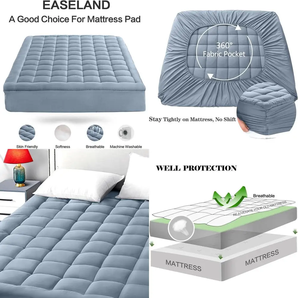 Стеганый наматрасник с подушкой, охлаждающая защита, подходит для глубины 8-21, двойной размер, 39x75, пыльно-синий
Стеганый наматрасник с подушкой, охлаждающая защита, подходит для глубины 8-21, двойной размер, 39x75, пыльно-синий