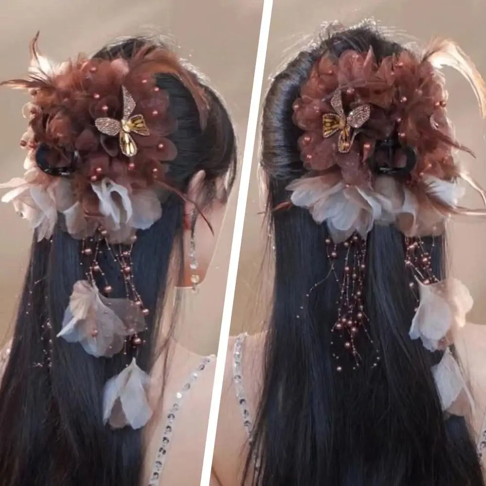 Bow Mesh Rhinestones Chain Fringe Shark Hair Claws for Women Super Fairy Personality Elegant Headwear Tassel Flower Hair Cl W0F3
Bow Mesh Rhinestones Chain Fringe Shark Hair Claws for Women Super Fairy Personality Elegant Headwear Tassel Flower Hair Cl W0F3