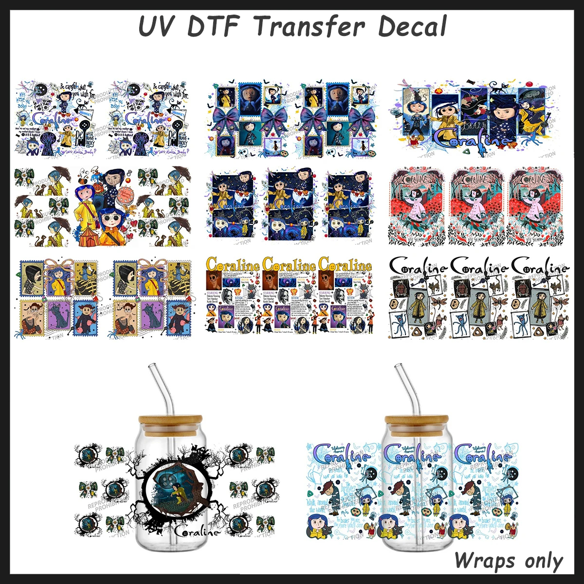 Cartoon Cora line Themed UV DTF Transfer Sticker 16oz Glass Cup Wraps Waterproof Horror Character Decals for Libbey Can Tumbler
Cartoon Cora line Themed UV DTF Transfer Sticker 16oz Glass Cup Wraps Waterproof Horror Character Decals for Libbey Can Tumbler