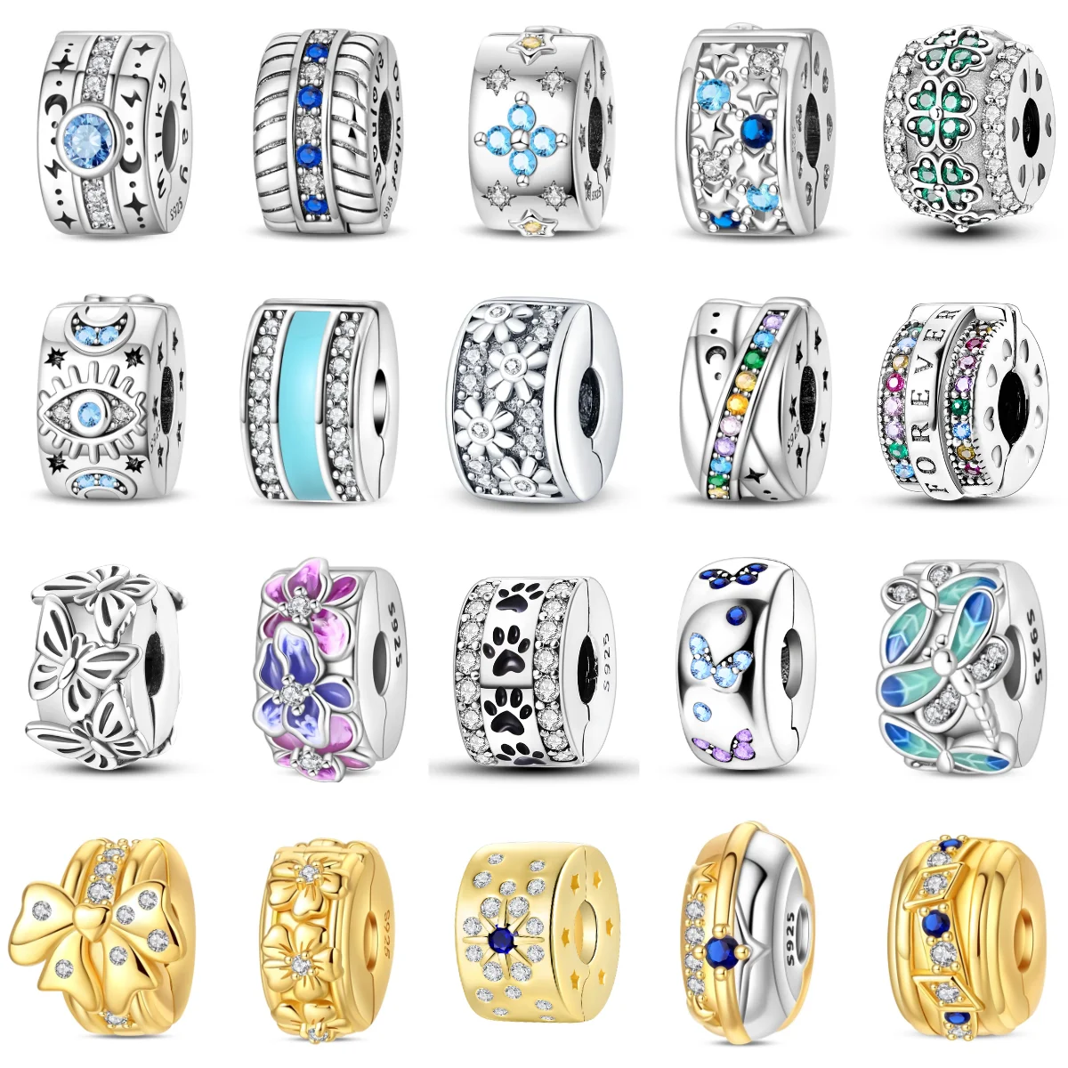 925 Sterling Silver Colorful Butterfly Star Moon Flower Fashions Beads Clip Charm for Original DIY Bracelet Fine Jewellery
925 Sterling Silver Colorful Butterfly Star Moon Flower Fashions Beads Clip Charm for Original DIY Bracelet Fine Jewellery