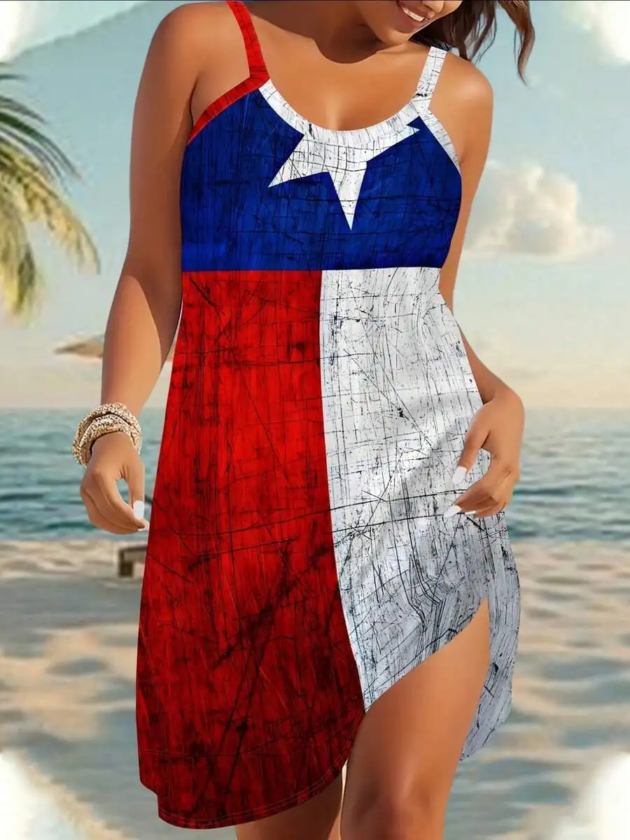 Women’s Distressed Texas Flag Print Camisole Dress For Summer Beach Holiday And Independence Day Celebration
Women’s Distressed Texas Flag Print Camisole Dress For Summer Beach Holiday And Independence Day Celebration