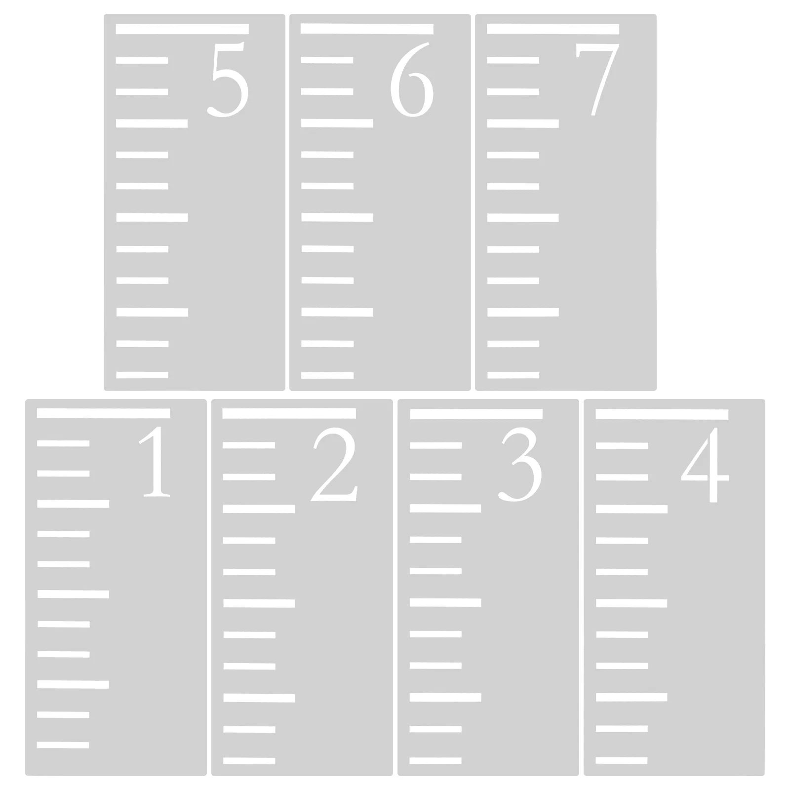 7pcs Inch Scale Template Hollow Plastic Ruler Growth Chart Stencil Kids Room Toddler Measuring Wall Decor Reusable Craft Tool
7pcs Inch Scale Template Hollow Plastic Ruler Growth Chart Stencil Kids Room Toddler Measuring Wall Decor Reusable Craft Tool