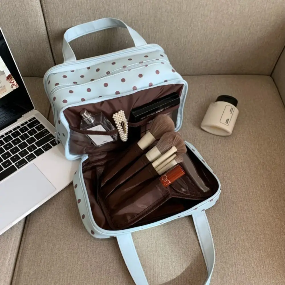 Polka Dot Handheld Makeup Bag Multifunctional Waterproof Toiletry Organizer Bag Three Layer Partition Large Capacity
Polka Dot Handheld Makeup Bag Multifunctional Waterproof Toiletry Organizer Bag Three Layer Partition Large Capacity