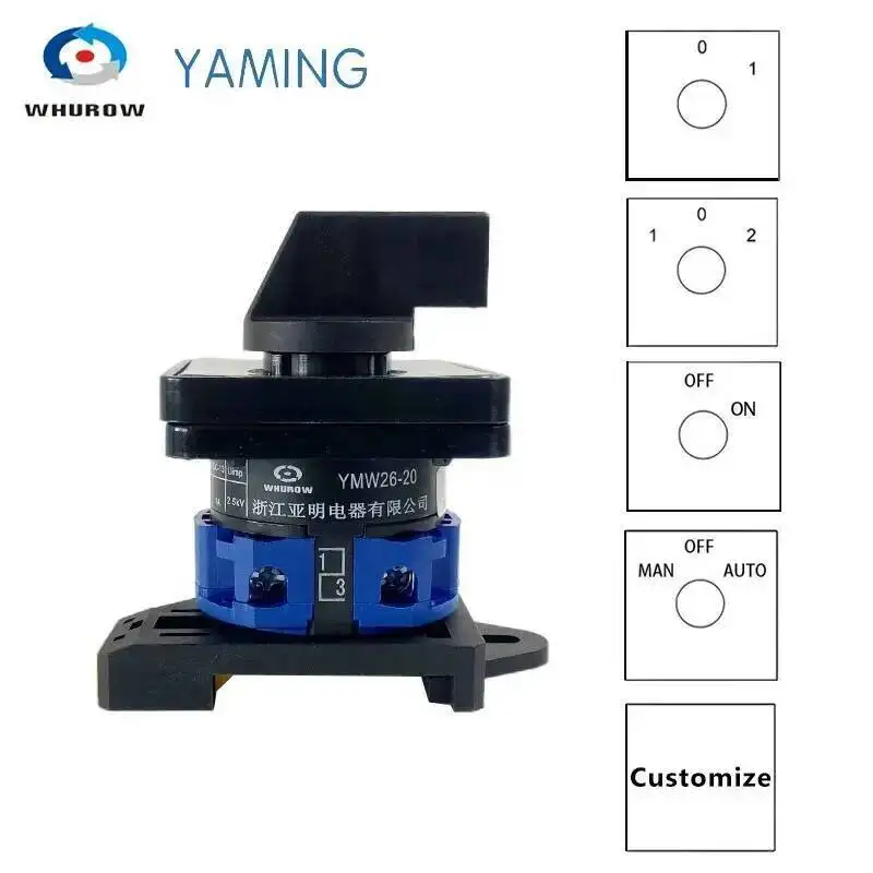 YMW26-20/1 DIN Mounted Rotary Knob Selector Multi Position 20A 1 Pole 4 Terminals Control Circuit LW26-20 Changeover Cam Switch
YMW26-20/1 DIN Mounted Rotary Knob Selector Multi Position 20A 1 Pole 4 Terminals Control Circuit LW26-20 Changeover Cam Switch