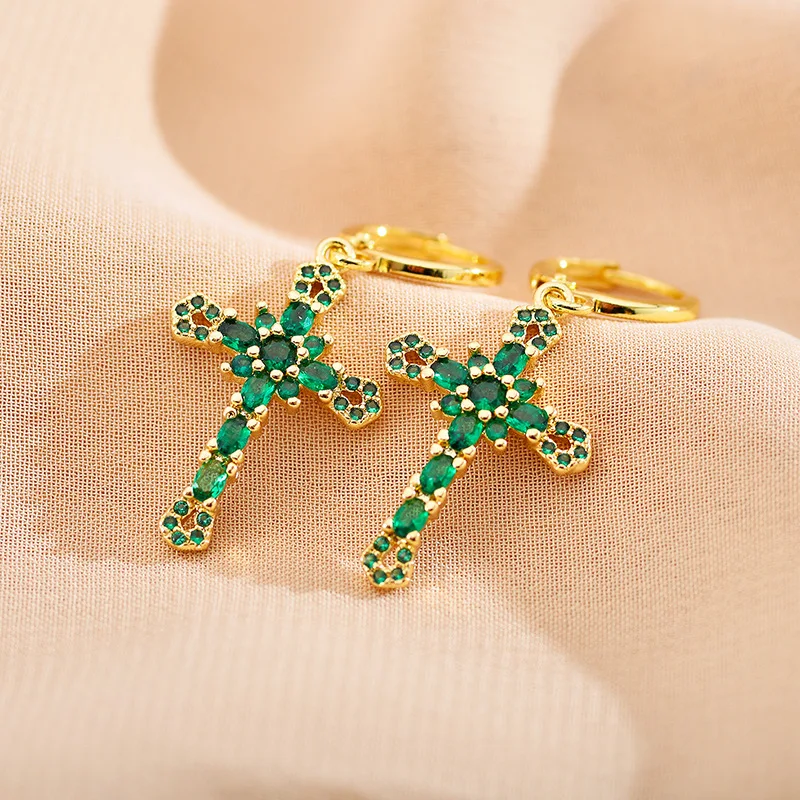 Black Blue Green Zircon Cross Pendant Hoop Earrings For Women Men Gold Color Bridal Wedding Party Jewelry Christmas Day Gift
Black Blue Green Zircon Cross Pendant Hoop Earrings For Women Men Gold Color Bridal Wedding Party Jewelry Christmas Day Gift