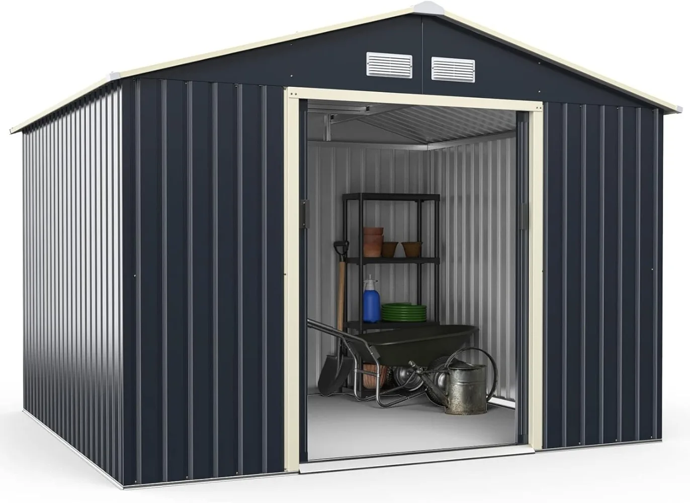 Storage Shed, Metal 9' X 8' Outdoor Building Organizer with 4 Vents & Double Sliding Door for Garden Backyard Farm (9'X8')
Storage Shed, Metal 9' X 8' Outdoor Building Organizer with 4 Vents & Double Sliding Door for Garden Backyard Farm (9'X8')