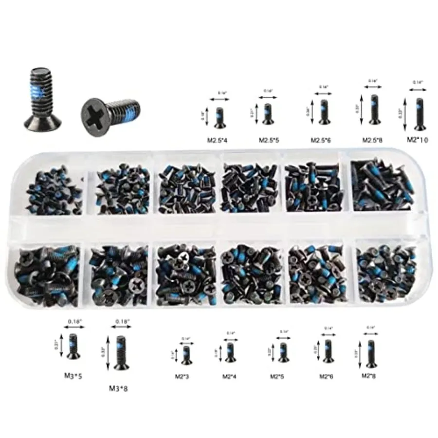 360pcs Blue Nylok Screws Kit 12 Sizes, Laptop Notebook Computer Replacement Assortment, M2 M2.5 M3 for Lenovo Toshiba Gateway S
360pcs Blue Nylok Screws Kit 12 Sizes, Laptop Notebook Computer Replacement Assortment, M2 M2.5 M3 for Lenovo Toshiba Gateway S