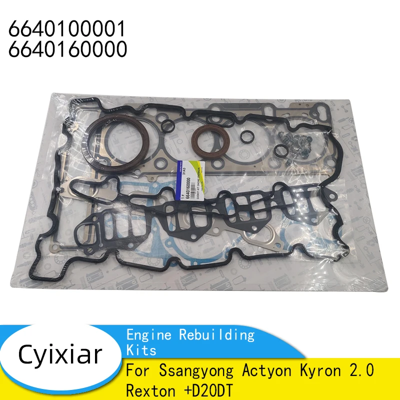 Brand New Genuine Engine Overhual Gasket Kit Rebuilding Kits 6640100001 For Ssangyong Actyon Kyron 2.0 Rexton +D20DT 6640160000
Brand New Genuine Engine Overhual Gasket Kit Rebuilding Kits 6640100001 For Ssangyong Actyon Kyron 2.0 Rexton +D20DT 6640160000