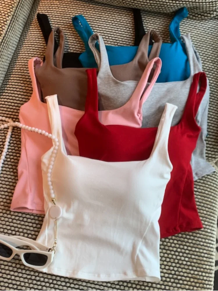 Sexy Trendy Pure Color Strap Vest Women's Slim Fit Summer New Style Cute Girl Vacation Style Top Short Length Belly Baring
Sexy Trendy Pure Color Strap Vest Women's Slim Fit Summer New Style Cute Girl Vacation Style Top Short Length Belly Baring