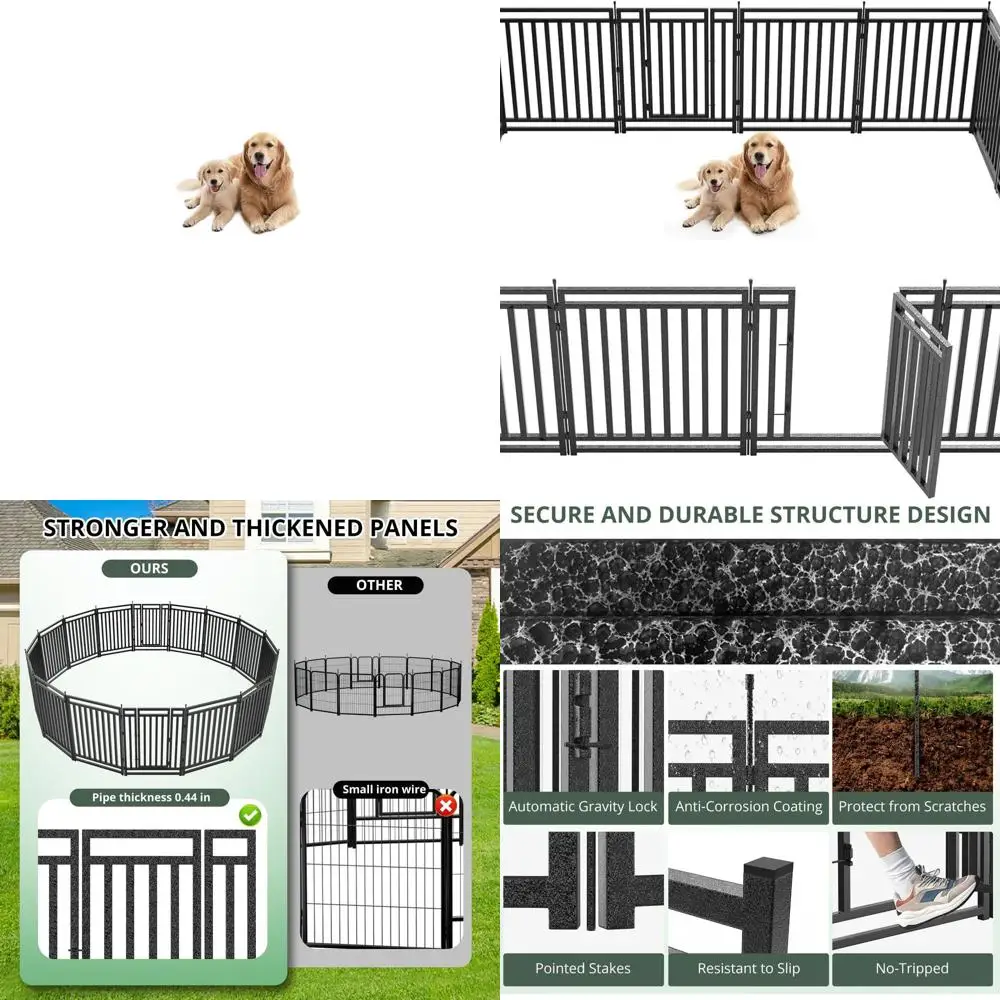Portable Outdoor Dog Fence with 16 Metal Panels, 32 Tall, Suitable for Yard and Indoor Playpens, Ideal for RV Camping (Black-Sil
Portable Outdoor Dog Fence with 16 Metal Panels, 32 Tall, Suitable for Yard and Indoor Playpens, Ideal for RV Camping (Black-Sil