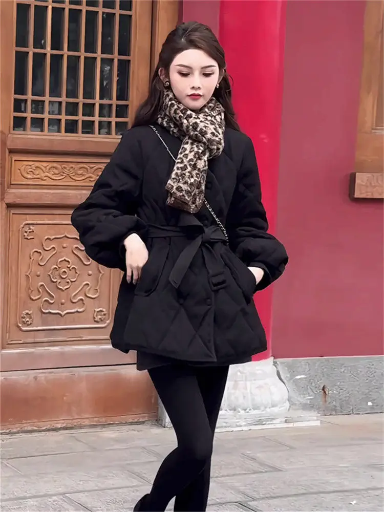 Korean Style Black Diamond Pattern Cotton Jacket Women's Winter New Casual Warm Coat This Year's Popular Hot Sale Cotton Clothes
Korean Style Black Diamond Pattern Cotton Jacket Women's Winter New Casual Warm Coat This Year's Popular Hot Sale Cotton Clothes