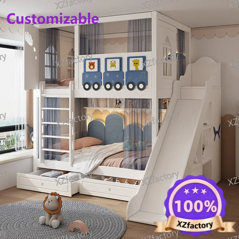 Customizable Kids Bunk Bed with High Guardrail Tree House Style Upper and Lower Bed for Boys and Girls Ideal for Small Apartment
Customizable Kids Bunk Bed with High Guardrail Tree House Style Upper and Lower Bed for Boys and Girls Ideal for Small Apartment