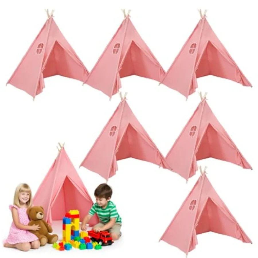 6Pcs Teepees for Slumber Party, Cotton Canvas Indoor Outdoor Tent, Beige and Gray, Foldable Washable Conical Play Tent
6Pcs Teepees for Slumber Party, Cotton Canvas Indoor Outdoor Tent, Beige and Gray, Foldable Washable Conical Play Tent