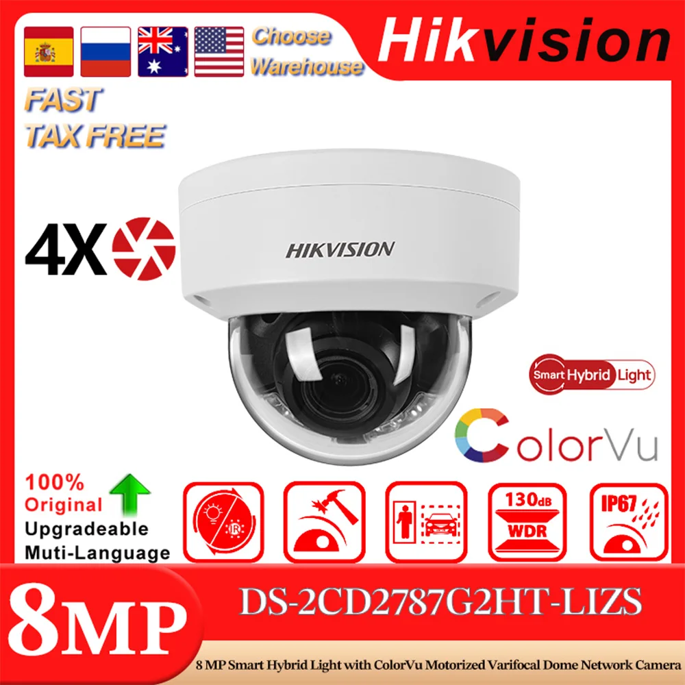 Original Hikvision 8MP IP Camera DS-2CD2787G2HT-LIZS Smart Hybrid Light ColorVu 4X Zoom Camera Face Capture IP67 IK10 H.265+
Original Hikvision 8MP IP Camera DS-2CD2787G2HT-LIZS Smart Hybrid Light ColorVu 4X Zoom Camera Face Capture IP67 IK10 H.265+