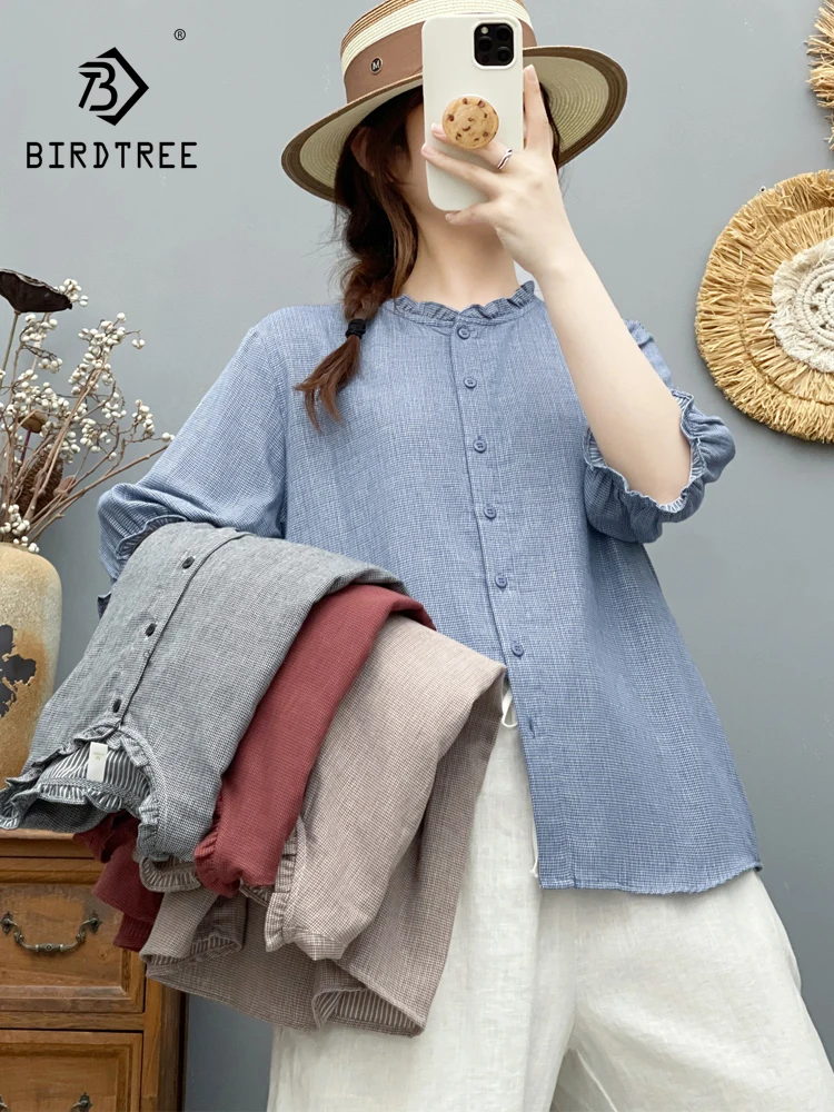 New 2026 Summer Women Cotton Yarn Half Sleeve Shirt, Ruffled Houndstooth, Mori Girl Vintage Commute Thin Loose Blouse T66057CC
New 2026 Summer Women Cotton Yarn Half Sleeve Shirt, Ruffled Houndstooth, Mori Girl Vintage Commute Thin Loose Blouse T66057CC