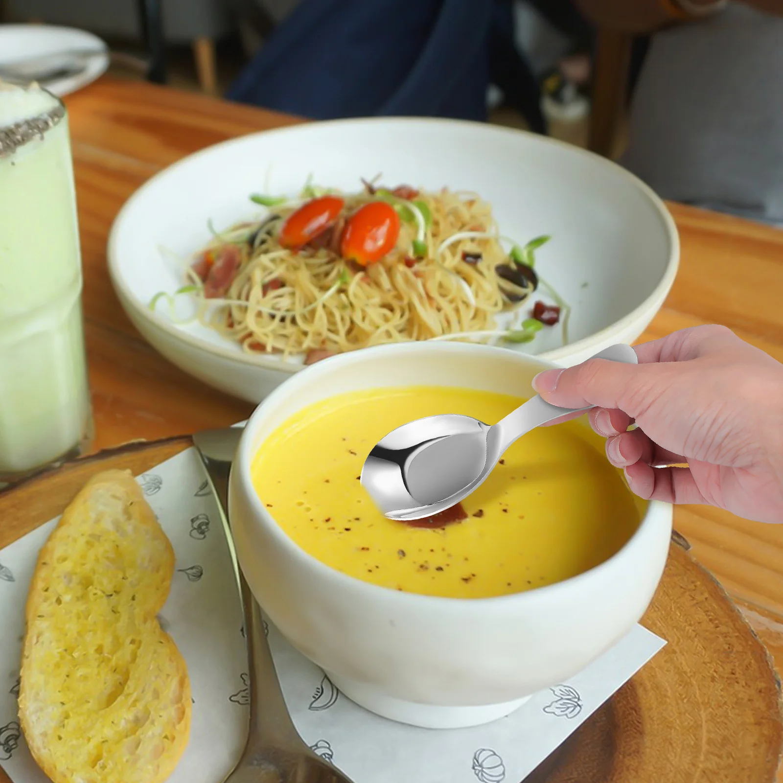 2 шт. детские ложки для супа из нержавеющей стали с мягкой ручкой, детские обеденные ложки, многофункциональные товары для дома, товары для дома, ложка для еды, детская ложка
2 шт. детские ложки для супа из нержавеющей стали с мягкой ручкой, детские обеденные ложки, многофункциональные товары для дома, товары для дома, ложка для еды, детская ложка