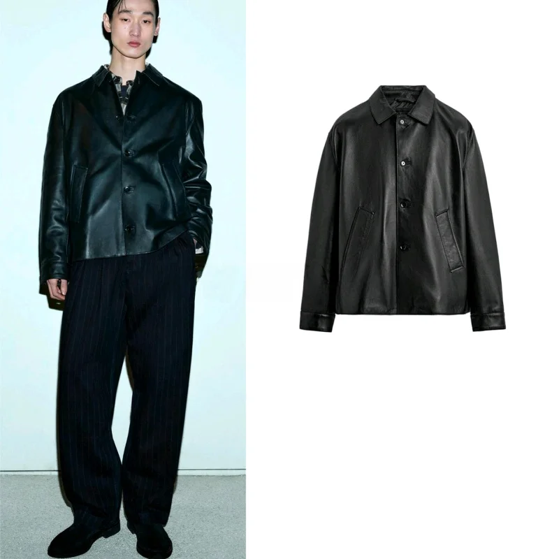 Spring New Men's Long Sve Slim Fit Straight Tube PU Leather Jaet Fake Leather Coat Turn-down Collar Casual Sle for Youth
Spring New Men's Long Sve Slim Fit Straight Tube PU Leather Jaet Fake Leather Coat Turn-down Collar Casual Sle for Youth