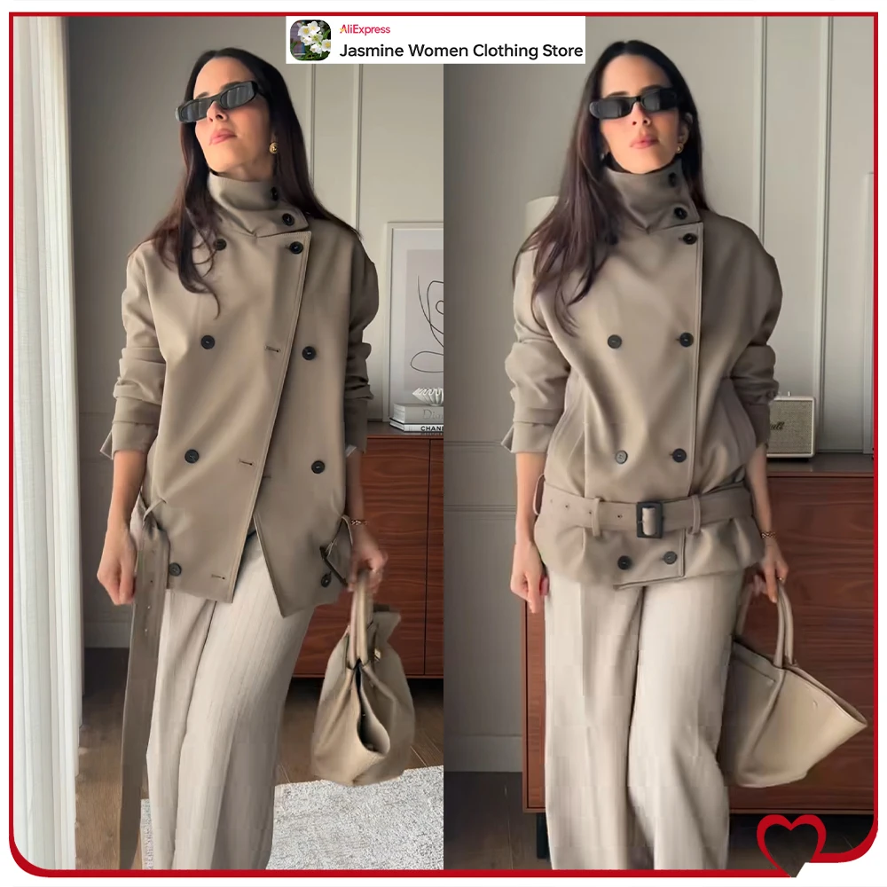 Spring & Autumn New in Flowy Short Trench Coats for Women Elegant Chic High Neck Belted Jackets Stylish Outwears with Self Belt
Spring & Autumn New in Flowy Short Trench Coats for Women Elegant Chic High Neck Belted Jackets Stylish Outwears with Self Belt